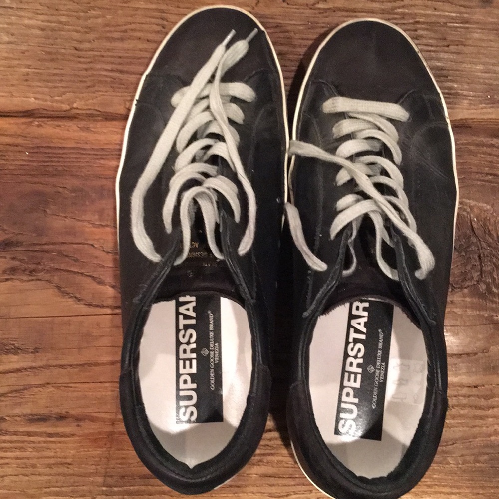 Mens golden goose leather tennis shoes